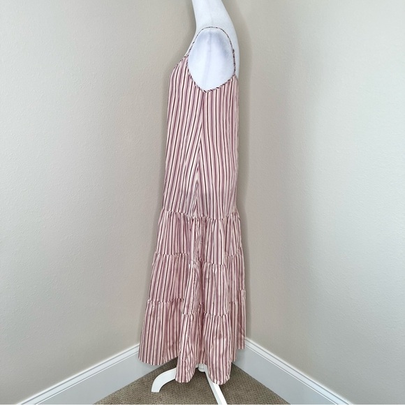 BOSS Datecara White Pink Striped Sleeveless V-Neck Midi Dress Sundress Sz 4 NWT - Picture 7 of 16